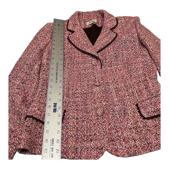 Vintage Neiman Marcus Wool Blend Tweed Blazer 10 Pink Jacket Career - Picture 13 of 16